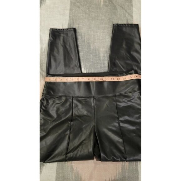 Nine West Black Leather Skinny Leg Pants High Weist Moto Bottoms Womens Size L - Picture 6 of 8